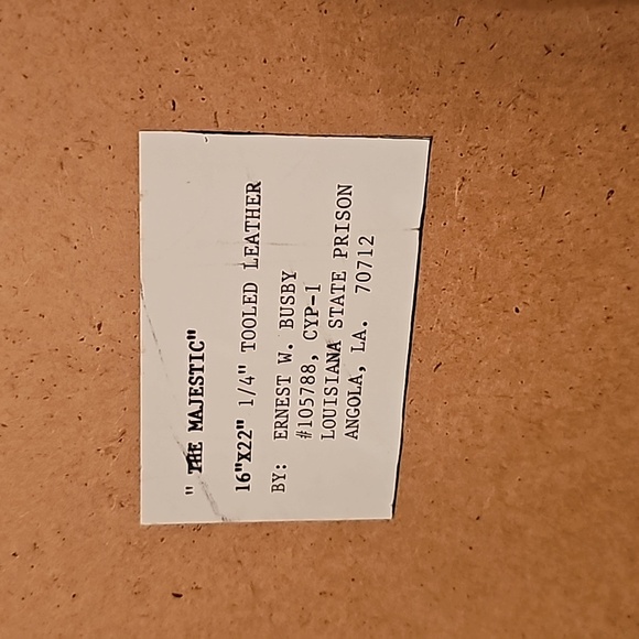 Angola State Prison Death Row Inmate Tooled Leather Eagle Framed. - Picture 3 of 4